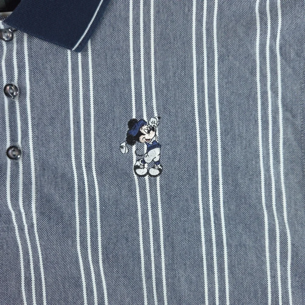 Nike Golf Polo Men's XL Striped Gray Mickey Mouse Walt Disney 100% Cotton